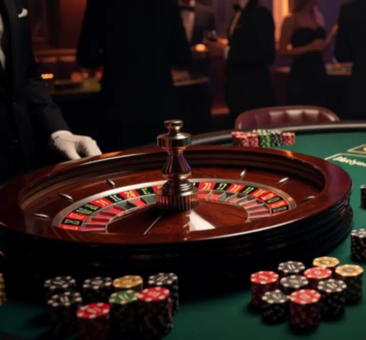 Profesjonalne stoły do ruletki i blackjacka na eleganckim evencie firmowym