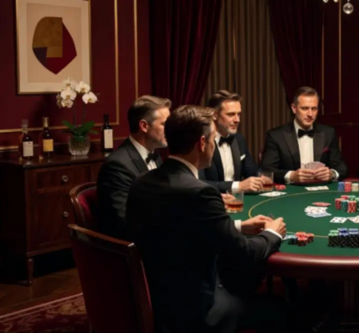 Prywatny wieczór pokerowy z elegancką obsadą i profesjonalnym stołem