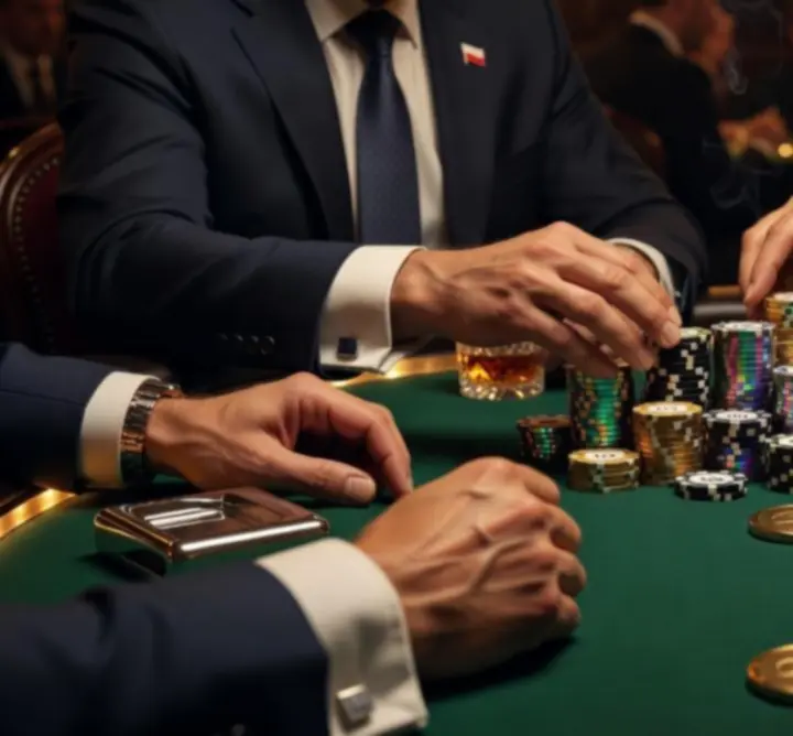 Stół pokerowy przygotowany na elegancki wieczór pokerowy